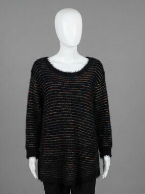 Studio Woman multicolor striped fuzzy sweater